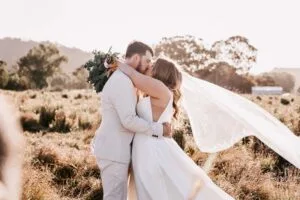 Professional videography photography and drone footage of a wedding