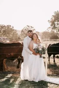 Professional videography photography and drone footage of wedding couple