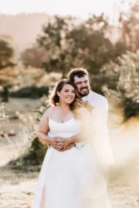 Professional videography wedding couple in scenic outdoor setting