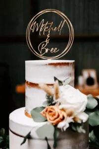 Professional videography photography and drone footage of wedding cake