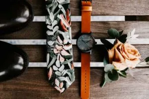 Professional videography stylish formal accessories on display