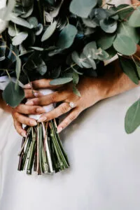 Professional videography photography and drone footage of wedding bouquet