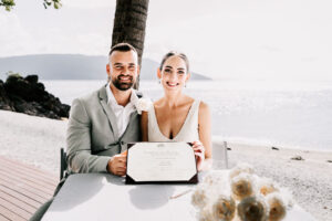 Professional videography photography and drone footage at beach wedding