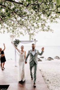 Professional videography photography and drone footage of a wedding