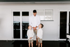 Professional videography in bright setting with family interaction