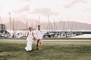 Professional videography photography drone wedding by the marina