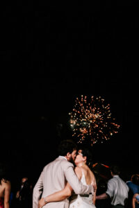 Professional videography captures wedding couple with fireworks display