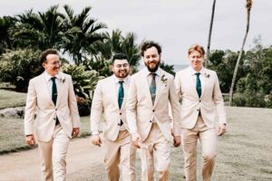 Professional videography photography and drone footage of groomsmen