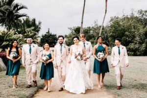 Professional videography photography drone footage of wedding party