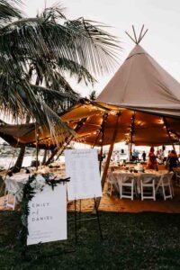 Professional videography outdoor wedding reception under a tent