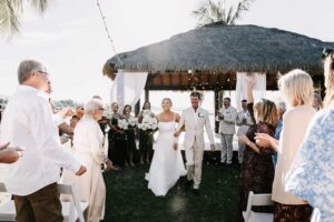 Professional videography photography drone footage at tropical wedding