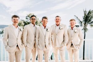 Professional videography photography and drone footage of groomsmen