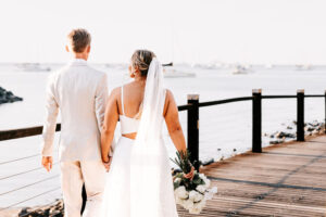 Professional videography at a beach wedding with scenic views