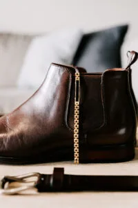 Professional videography, photography, drone shots of leather boots