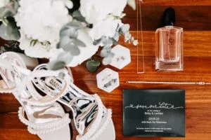 Professional videography, photography, wedding accessory layout