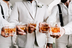 Professional videography captures elegant wedding toast moment