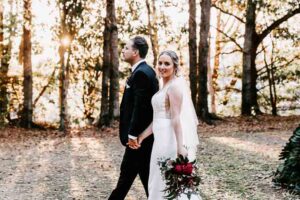 Professional videography wedding couple in scenic forest setting