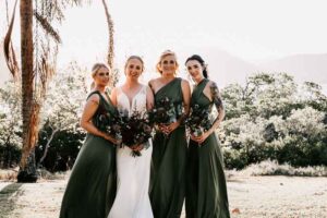 Professional videography, photography, and drone footage of bridesmaids outdoors