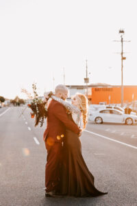 Professional videography photography and drone footage couple embrace