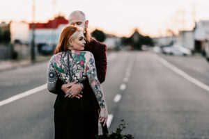 Professional videography photography drone footage urban couple embrace