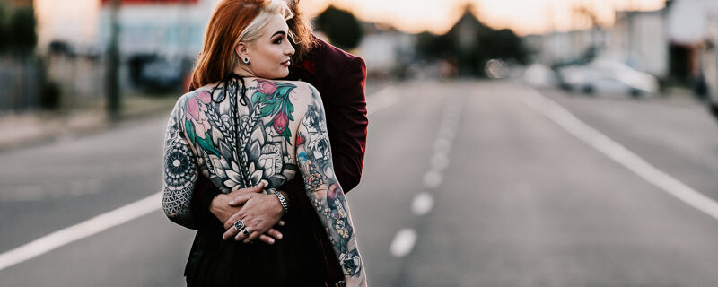 Professional videography photography drone footage urban couple embrace