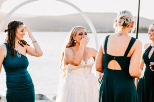 Professional videography capturing a joyful wedding moment outdoors