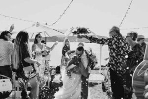 Professional videography capturing joyful wedding celebration