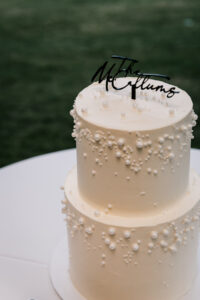 Professional videography photography and drone footage of wedding cake