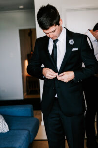 Professional videography photography drone footage man in suit