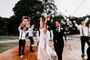 Professional videography photography and drone footage of wedding joy