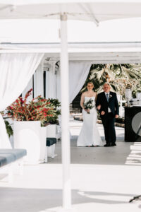 Professional videography captures elegant bride in wedding dress