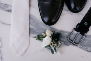 Professional videography wedding accessories with tie and shoes