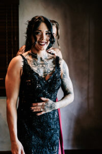 Professional videography photography and drone footage of smiling bride