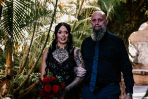 Professional videography, photography, and drone footage wedding couple in a tropical setting