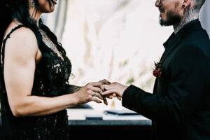 Professional videography capturing a couple exchanging rings