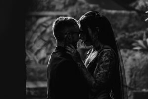 Professional videography photography and drone footage of wedding couple