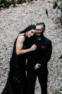 Professional videography capturing a couple in elegant attire