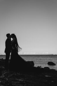 Professional videography photography drone footage couple at beach