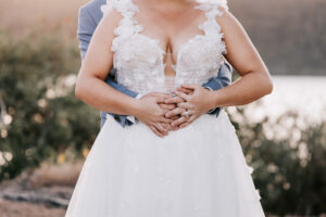 Professional videography photography and drone footage of wedding couple