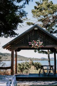 Professional videography, photography, drone footage at lakeside venue