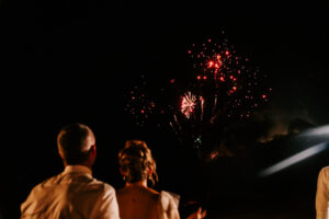 Professional videography capturing fireworks at night event