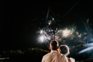 Professional videography fireworks display at night event
