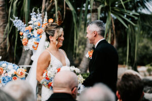 Professional videography at an elegant outdoor wedding ceremony