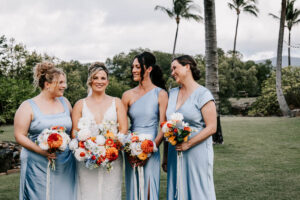 Professional videography photography drone footage bridesmaids smiling