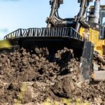 Professional videography photography and drone footage of bulldozer