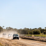 Professional videography and off-road adventure on dusty trail