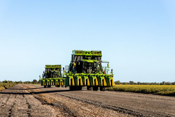 Professional videography agriculture machinery on a rural road