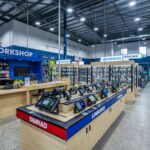 Professional videography and photography in a modern electronics store
