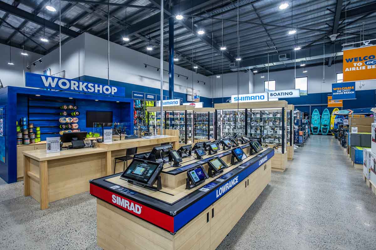Completed BCF retail interior photographed by TDM at the Airlie Beach Super Retail Centre