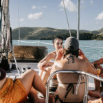 Professional videography photography drone footage on sailboat trip